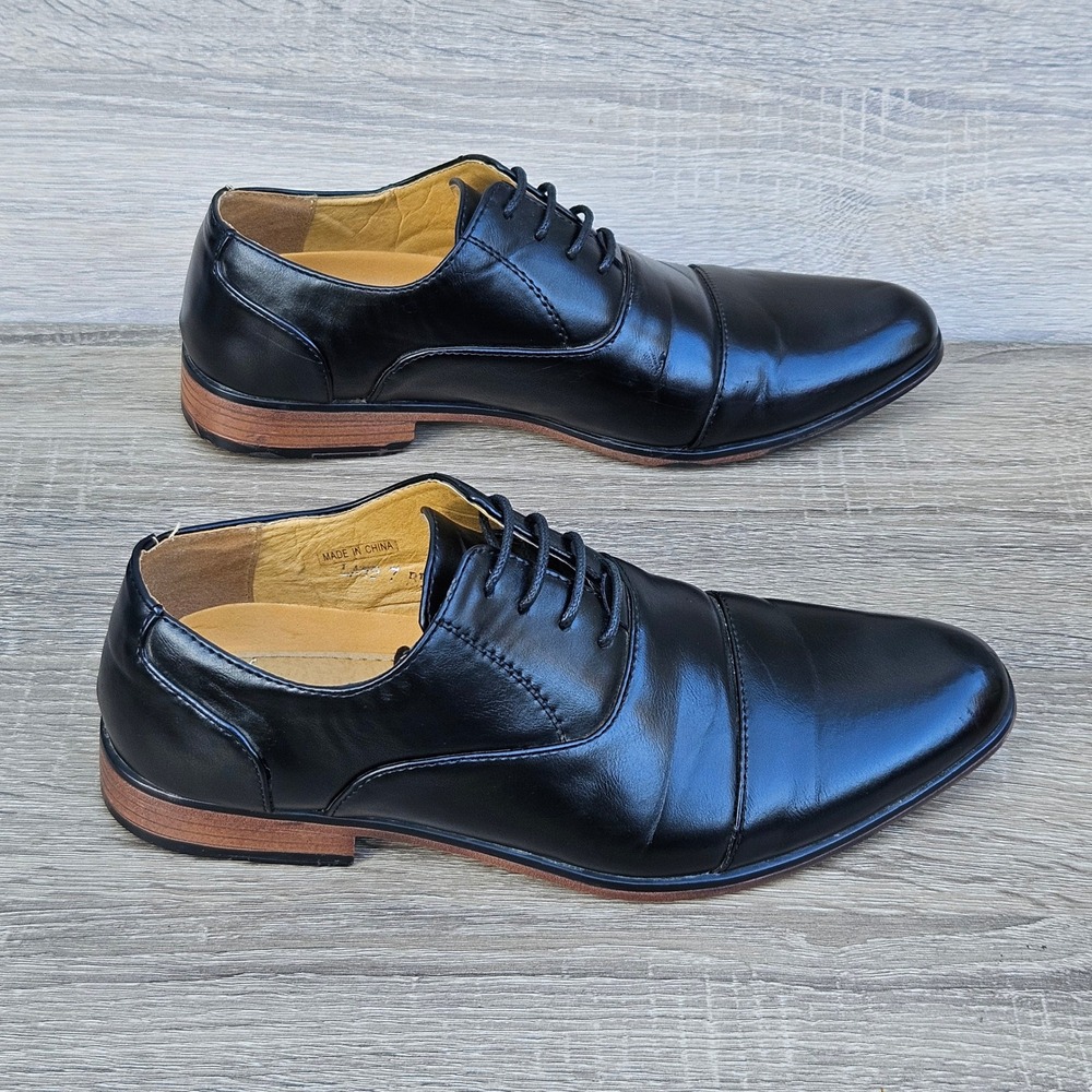 Terroni Italia Mens Black Cap‎ Toe Oxford Dress Shoes LA59 Size 7